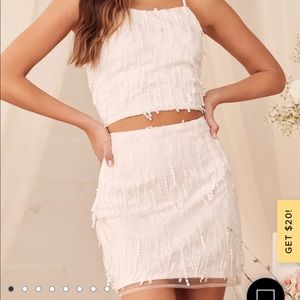 Lulus white two piece fringe dress